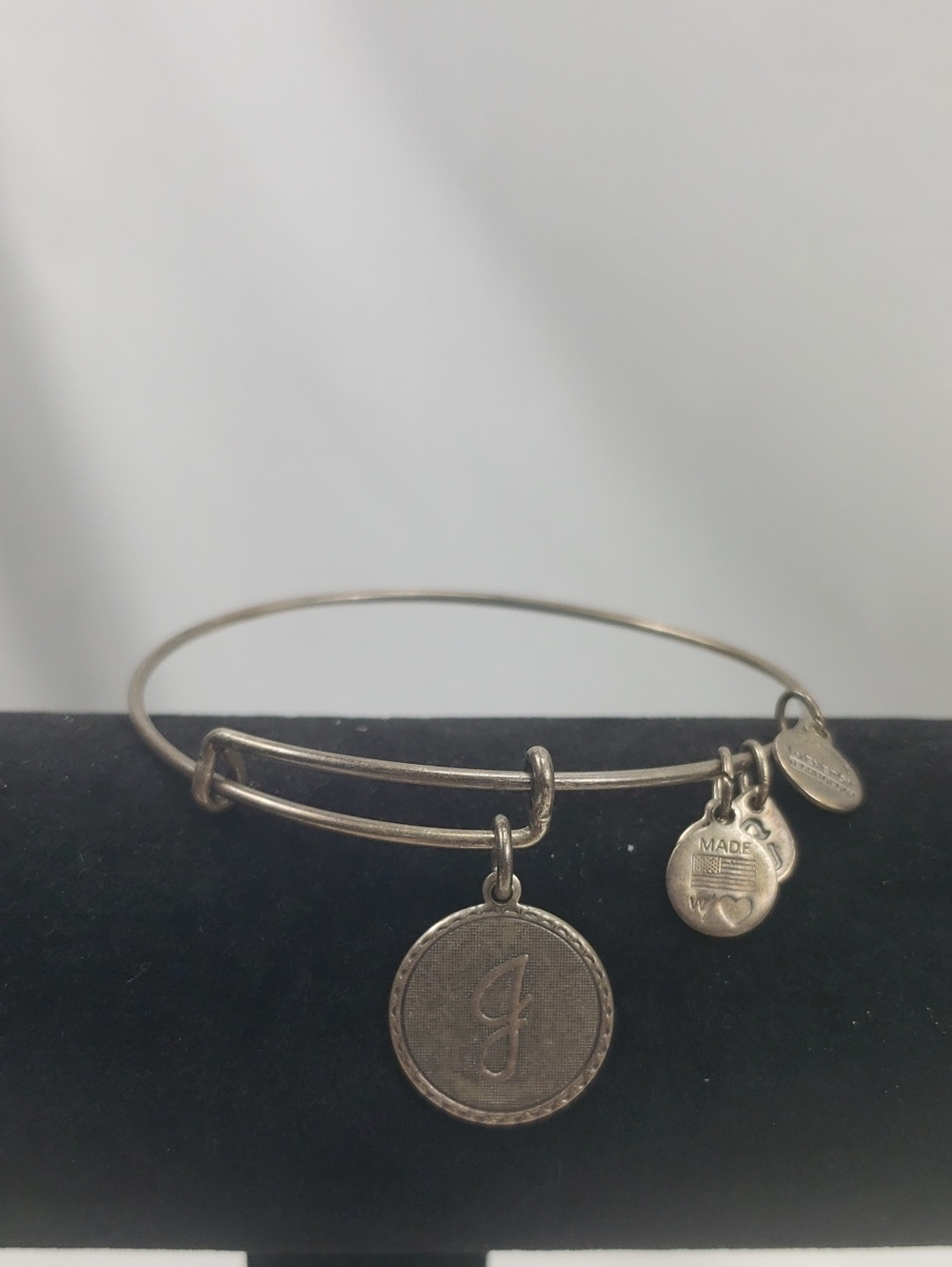 Alex and Ani J Initial Bracelet in Silver Tone